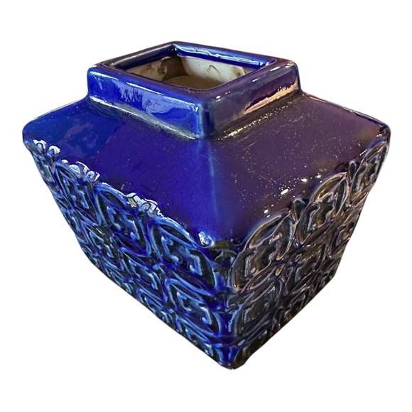 Vintage 70s Retro Mid Century Cobalt Blue Ceramic Vase - Picture 7 of 12